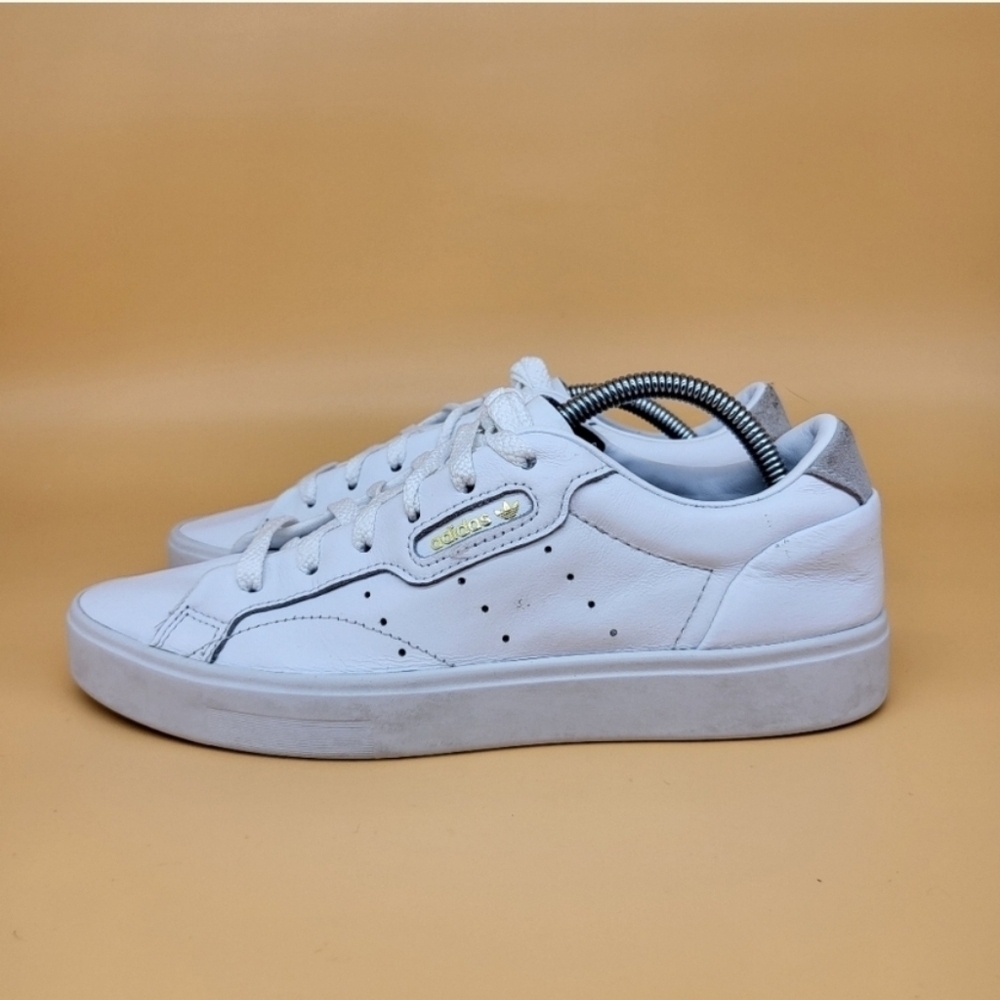 Adidas Sleek Clould White Women's Leather Trainers Shoes Size 7.5